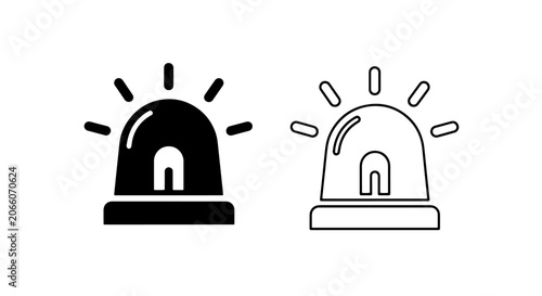 Photos Alarm siren light vector glyph and line icon set with emergency, flashing