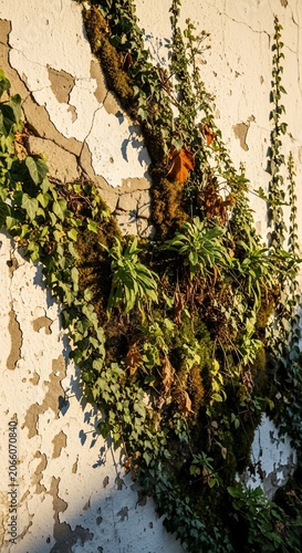 Verdant Veins on Worn Walls