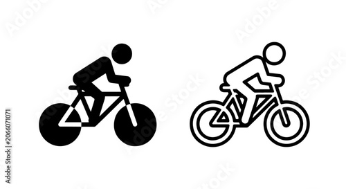 Cuadro en lienzo Person cycling on bicycle icon set with exercise activity transport movement