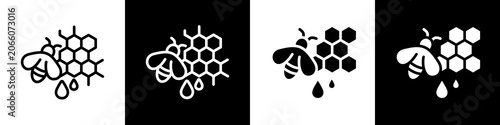 Schilderij op canvas Honeycomb black and white icon design concept
