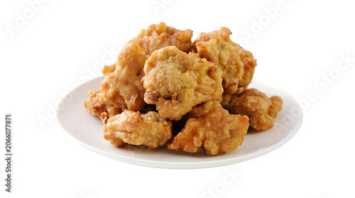 Fresh crispy fried chicken karaage nuggets served on a plate with deep fried appetizer delicious culinary nutrition homemade restaurant isolated snacking gastronomy prepared