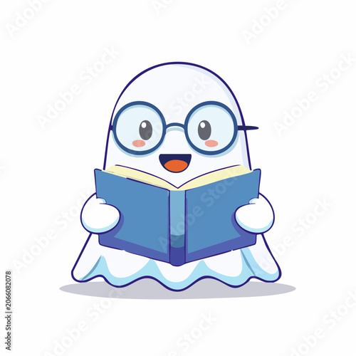 Cute Ghost Reading a Book