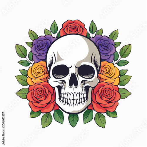 Skull and Roses Illustration