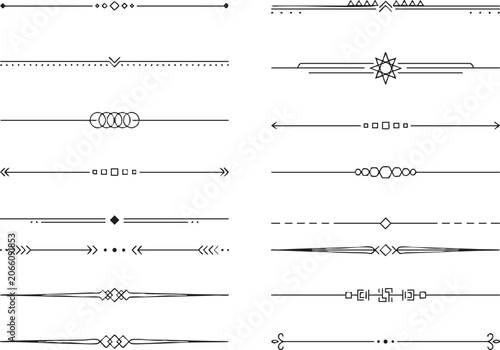 Photos Professional separator collection with labeled styles featuring unique geometric line dividers for systematic document organization creative writing projects and modern artistic layout development