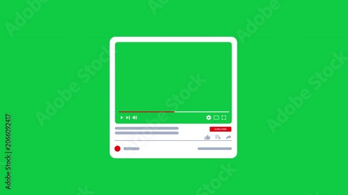 Green Screen Video Streaming Interface Animation – Social Media Video Player Motion Graphic