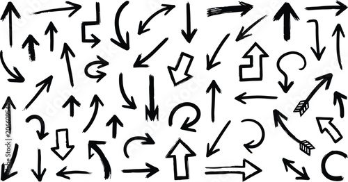 Hand drawn arrow collection diverse black ink arrows curves and directional indicators for design projects