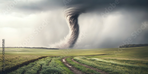Storm by land, power, calm scene.