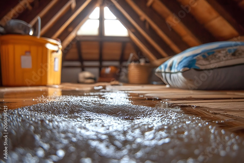 Water damage on a white ceiling