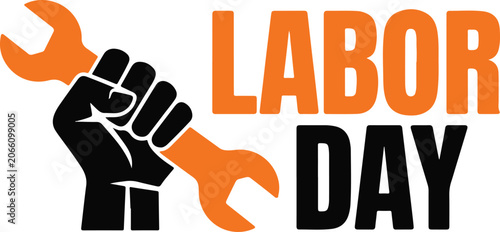 Fist holding wrench celebrating labor day