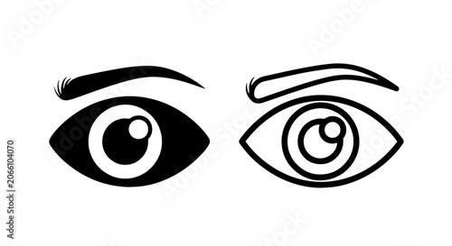 Принти на полотні Set of human eye icons with eyebrows expression perception