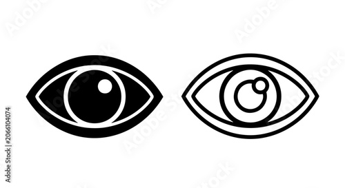 Tableau sur toile Set of eye icons representing vision and sight with perception, illustration