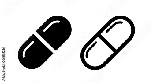 Obraz na plátně Dual style capsule medicine icon set isolated on white background for health