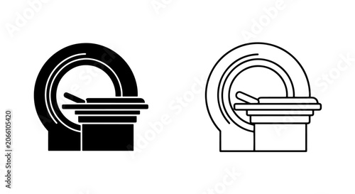 Medical mri scanner diagnostic equipment icons with hospital, diagnostic