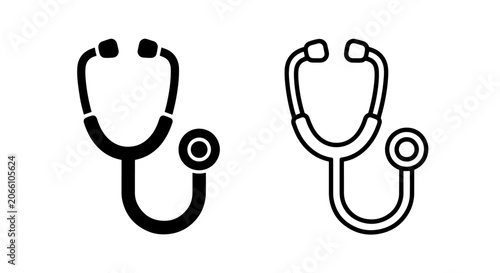 Schilderij op canvas Stethoscope medical diagnostic tool solid and linear icon design with diagnostic