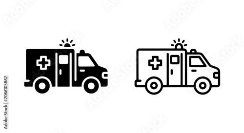 Foto Ambulance emergency vehicle icon set representing medical transport service