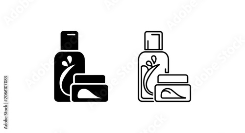 Bild auf Leinwand Skincare bottle and jar product set icon collection with skincare, cosmetic