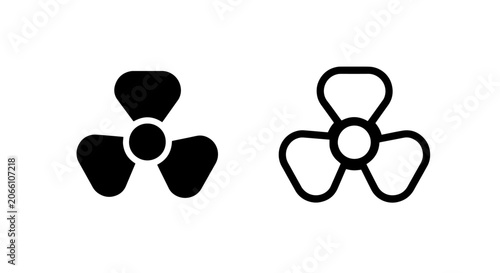 Bild auf Leinwand Three blade fan propeller icon set with propeller ventilator mechanical