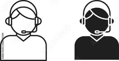Callcenter icon for web. Thin outline icons pack. Vector illustration