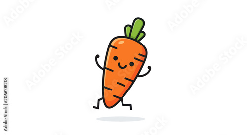 Bild auf Leinwand Cute cartoon carrot character running happily.