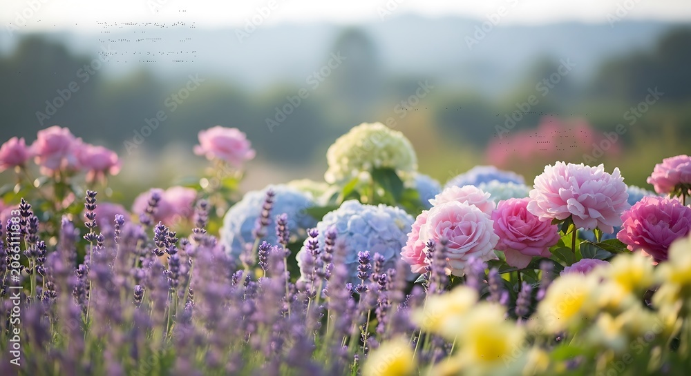 Obraz premium Vibrant flowers in a colorful garden.