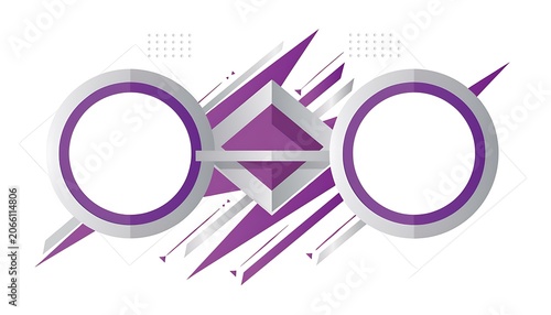 Abstract purple geometric design with circles and lines.