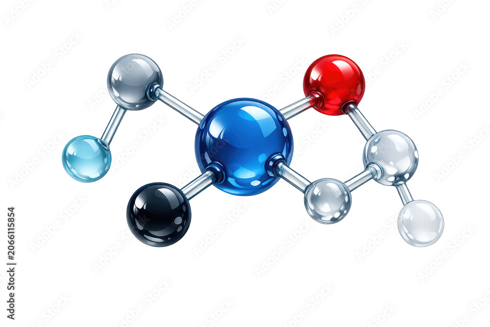 Obraz premium Glossy molecular model with colored spheres