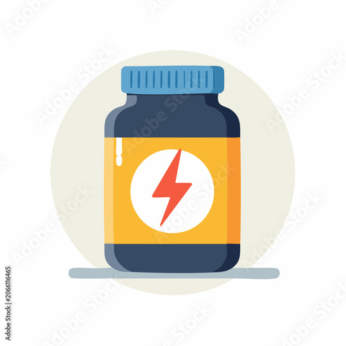 Energy Supplement Bottle with Lightning Bolt Icon