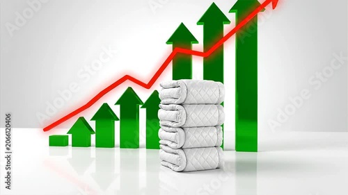 Financial Growth Represented by Stacked Towels and Upward Trend Graph.