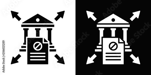 Billede på lærred Policy Conflict Icon White And Black Background Style