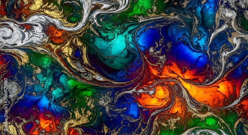 Abstract digital art swirling vibrant colors.