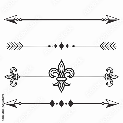 Ornate flourishes and arrow style page separators.