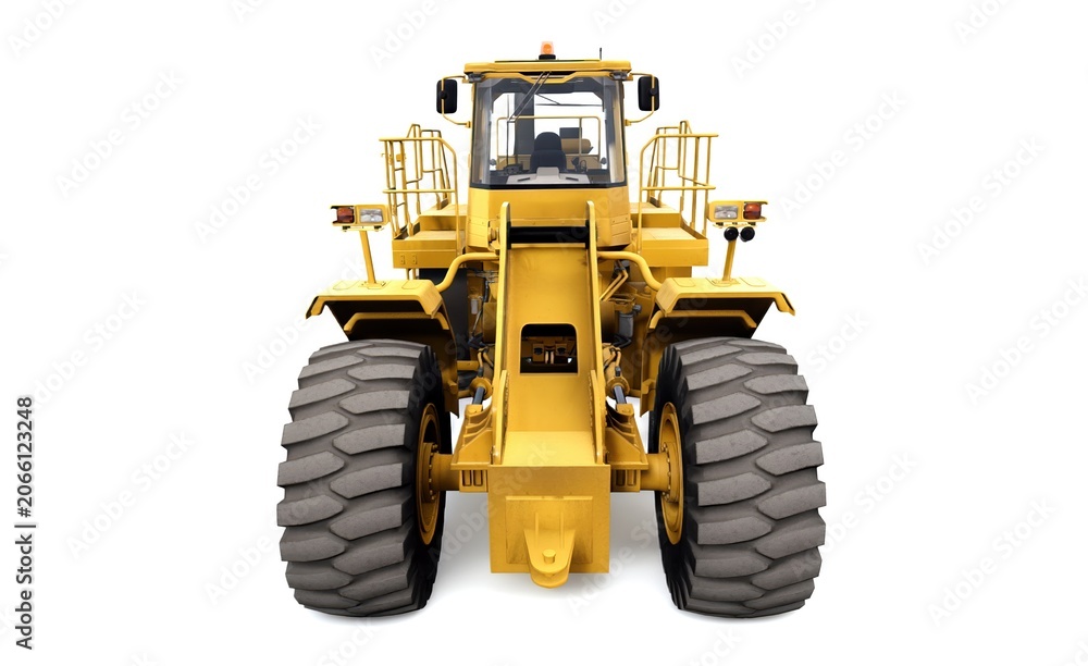 Obraz premium Yellow Forklift Wheel Loader Isolated