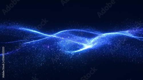 Abstract blue light wave animation on a dark background