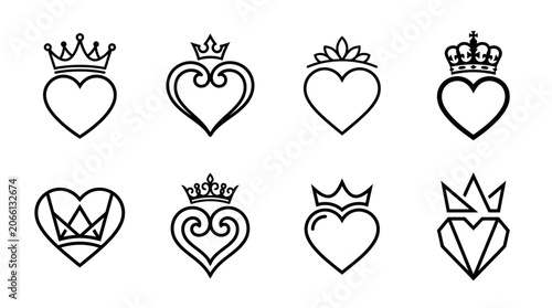Fotografía Heart Crown Icons Set