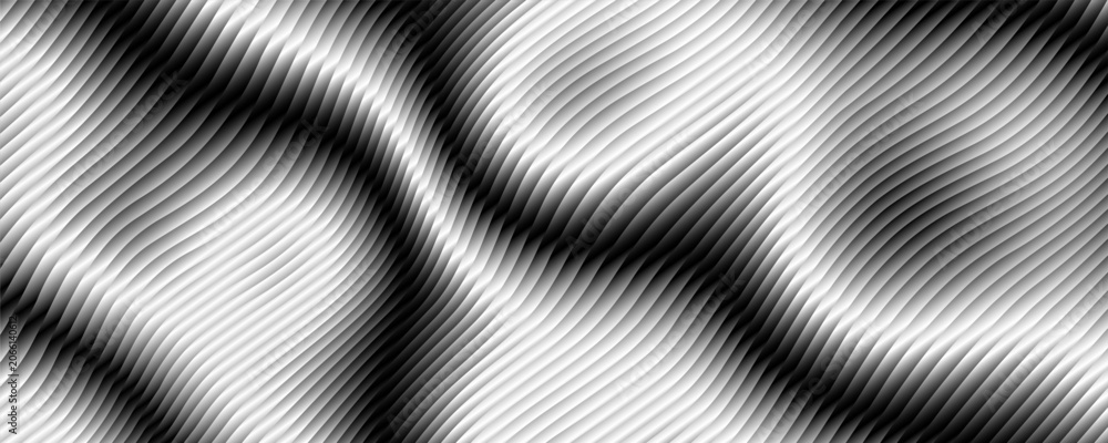 Naklejka premium Line Halftone Gradient Effect Pattern. Vertical Straight Lines Background. Black and White Abstract Texture with Parallel Stripes Thick to Thin. Vector Illustration.