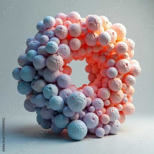 Abstract Spheres Circle Pale Pink Blue Colors Artistic Design