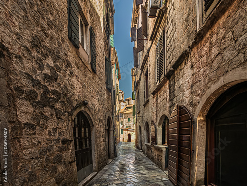 Rugged Kotor Narrow Stonework Walled Alley