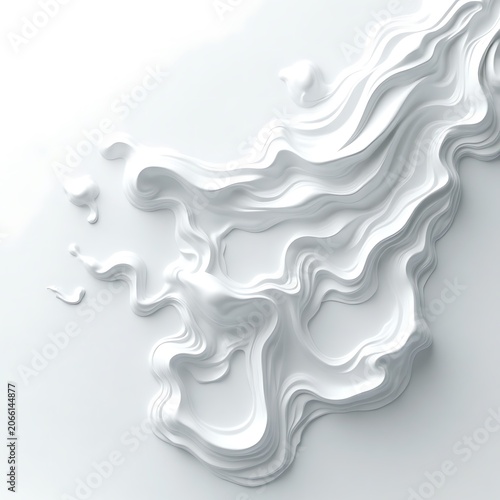 Abstract White Texture Forming Wavy Layers and Fluid Shapes