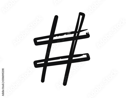 A black hashtag symbol on a plain white background