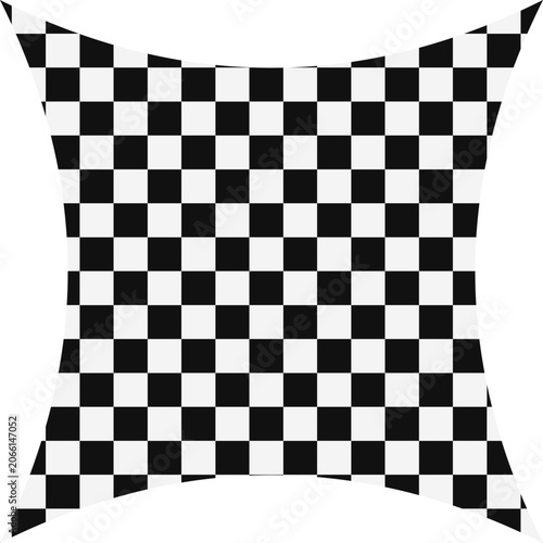 Obraz na plátně Abstract black and white checkered grid pattern with inward pincushion distortio