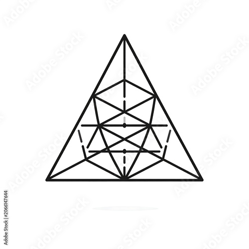 A black line drawing of a triangle with multiple intersecting lines