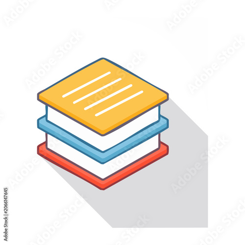 Isometric Stack of Colorful Books Icon