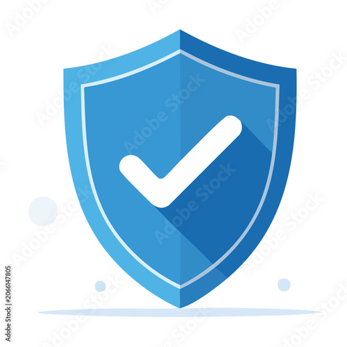 Blue shield with white checkmark icon