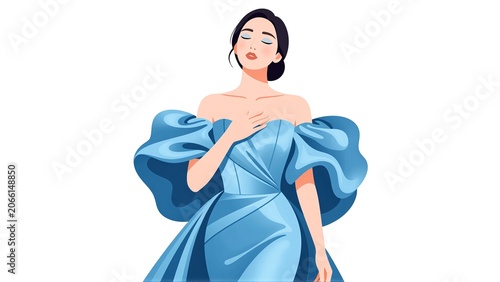 woman in blue dress