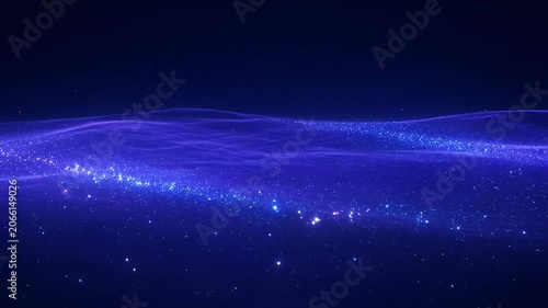 Abstract dark blue background with light streaks and bokeh effects