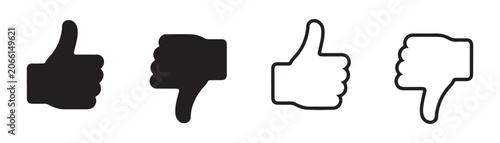 Quadro su tela Like and dislike hand icons representing approval and rejection for digital interface and feedback systems