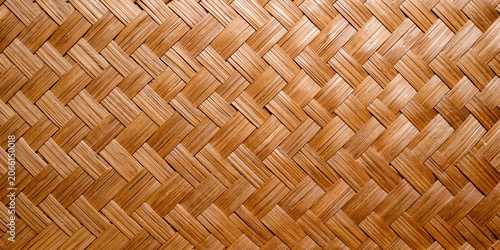 Canvas Print Close up of warm brown woven rattan texture background