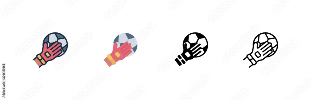 Obraz premium Goalkeeper Glove Football Icon Sport Soccer Multi Style. outline glyph flat filled line
