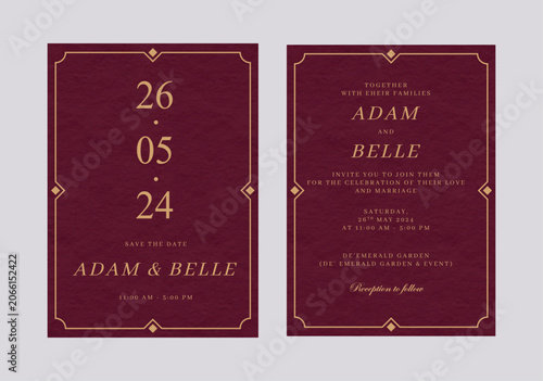 Wedding Invitation Maroon Gold paper texture.eps