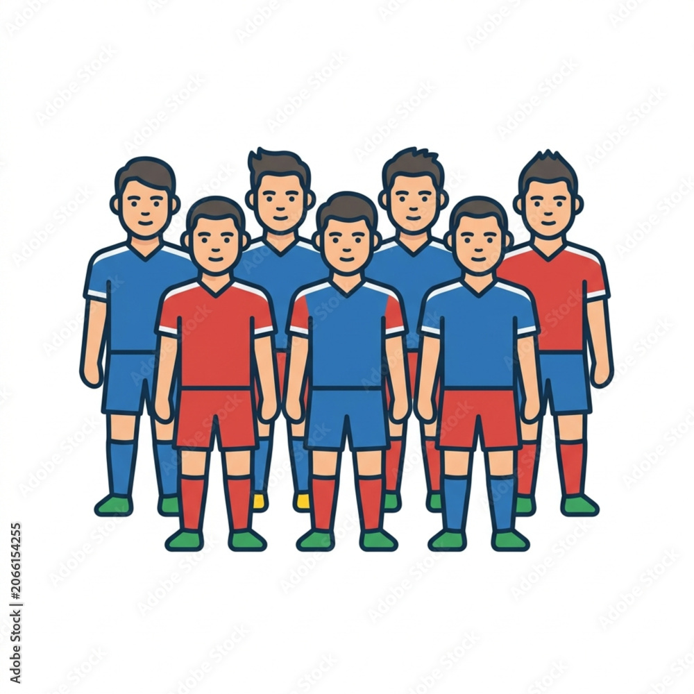 Fototapeta premium Group of Diverse Football Players Standing Together in Uniforms.